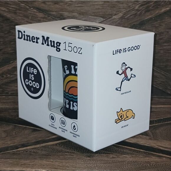 LIFE IS GOOD Take It Easy 15oz Diner Mug • Microwave & Dishwasher Safe • New - Picture 2 of 7